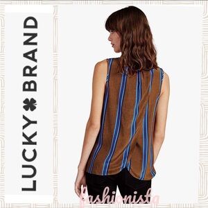 Lucky Brand Fab! silk sleeveless striped cross-over tunic/tank/top XS